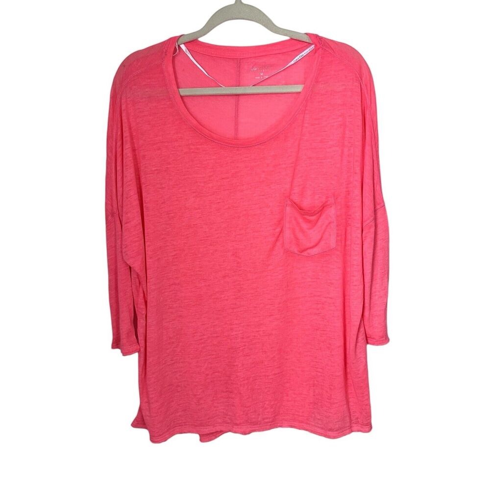 Calvin Klein Performance Women's Sz M Pink 3/4 Sleeve Pocket Burnout Yoga Tee